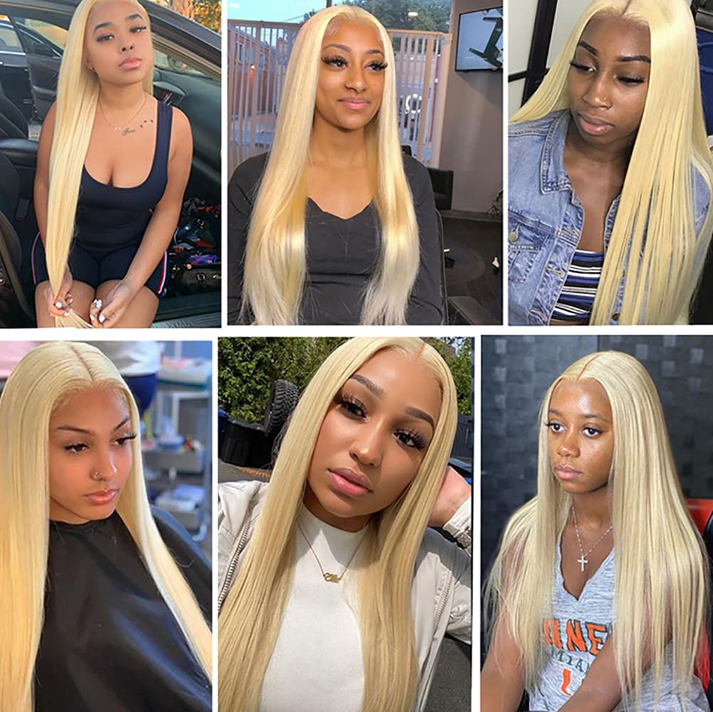 Blonde Bundles Human Hair 613 Straight Human Hair Bundles 22 Inch Brazilian Unprocessed Virgin Human Hair 1 Bundle Blonde Straight Bundles Hair Extensions 613 Bundles