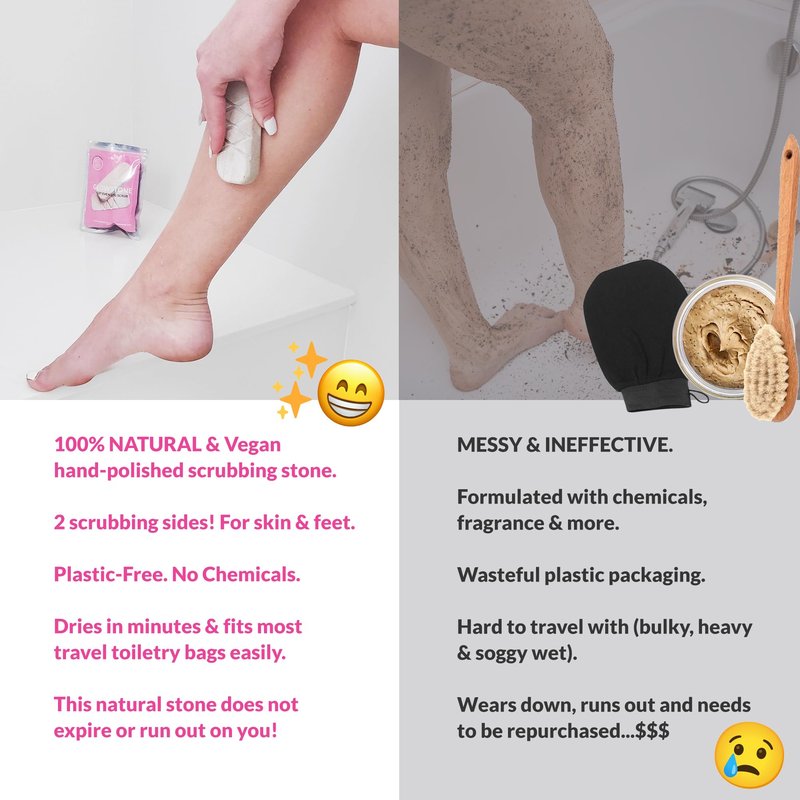 GET EVEN LEG SCRUB: Stone Body Scrub & Leg Exfoliator for Ingrown Hair, Strawberry Legs - Exfoliating Stone for Body, KP Bump, Dead Skin Remover - Stone Body Scrubber for Dry Skin, Feet, Heels