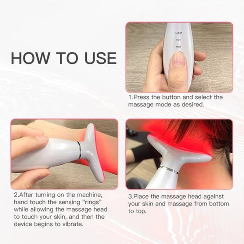 Neck Face Massager, 3-in-1 Facial Massager, Face Sculpting Tool with Vibration and Thermal, Portable Multifunctional Facial Device (White)