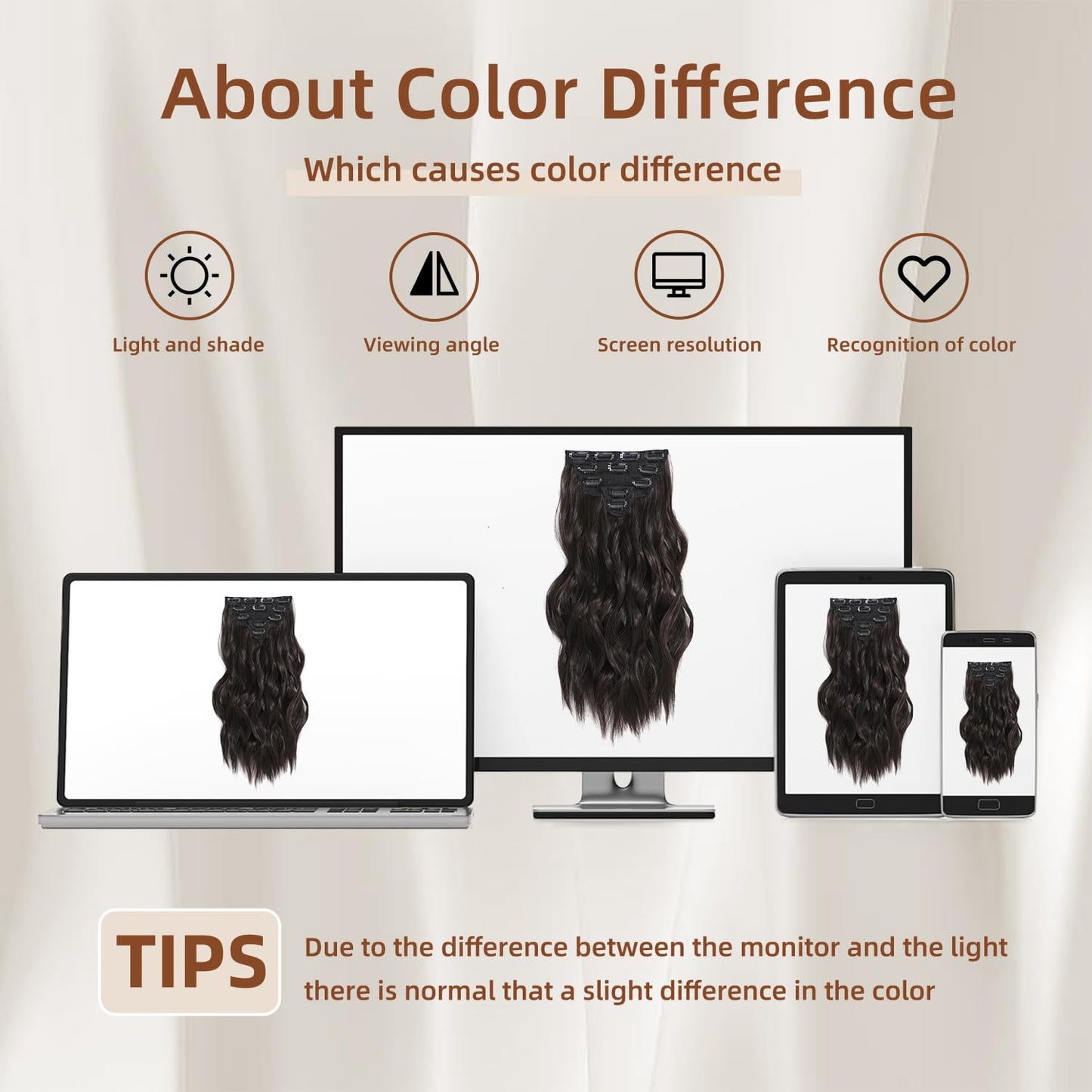 Fliace Clip in Hair Extensions, 6 PCS 1 6 Inch Hair Extensions Clip Ins, Dark Brown Long Wavy Hairpieces(16inch, 6pcs, Dark Brown)
