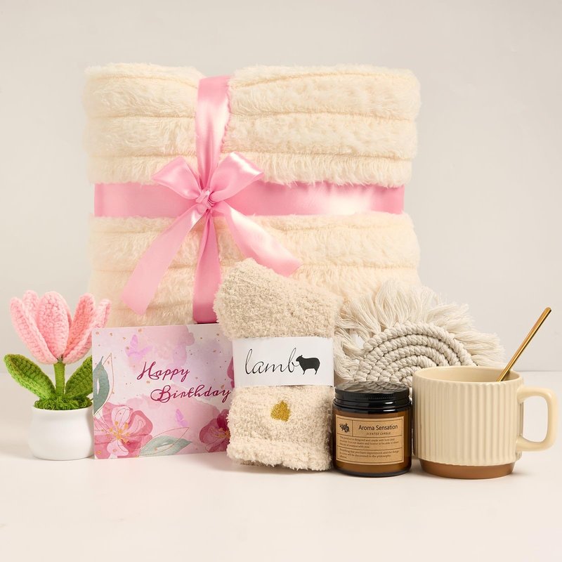 Birthday Gift Box for Women, Happy Birthday Gifts for Her, Cozy Self Care Gift Basket for Mom Sister Best Friend Wife Girlfriend, Get Well Care Package