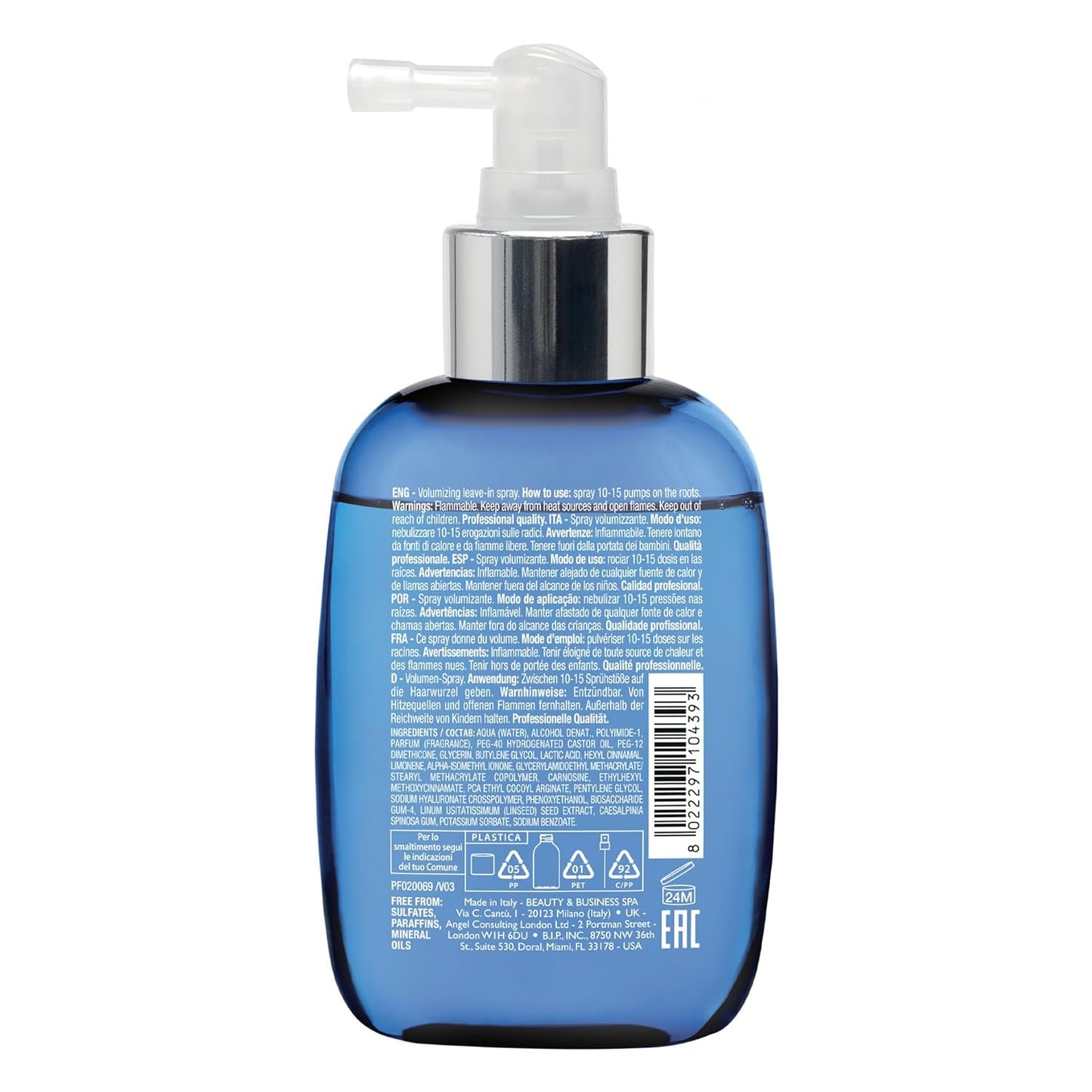 Alfaparf Milano Semi di Lino Leave In Volume Spray - Anti Frizz Leave In Hair Treatment for Added Volume, Body & Shine - Sulfate Free Thickening Spray for Fine Hair (4.23 fl oz)