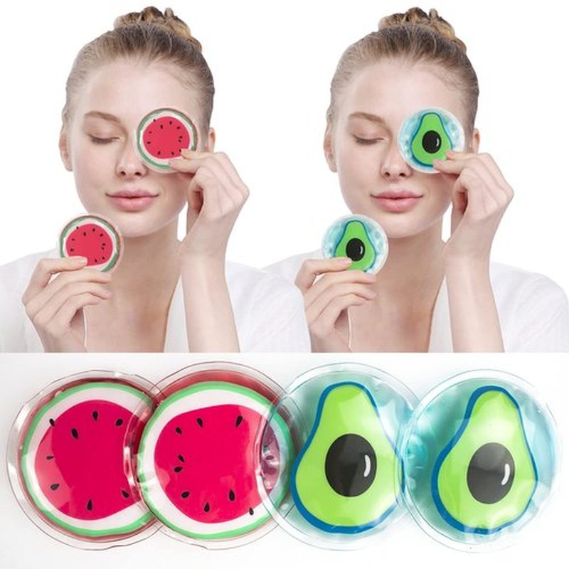 Hot and Cold Eye Pads, Reusable Eye Patches - Soothing, Revitalizing, Puffiness, Refresh, Relieves Stress, Relax, Relieves Puffiness and Tension(2 Watermelons + 2 Avocados)
