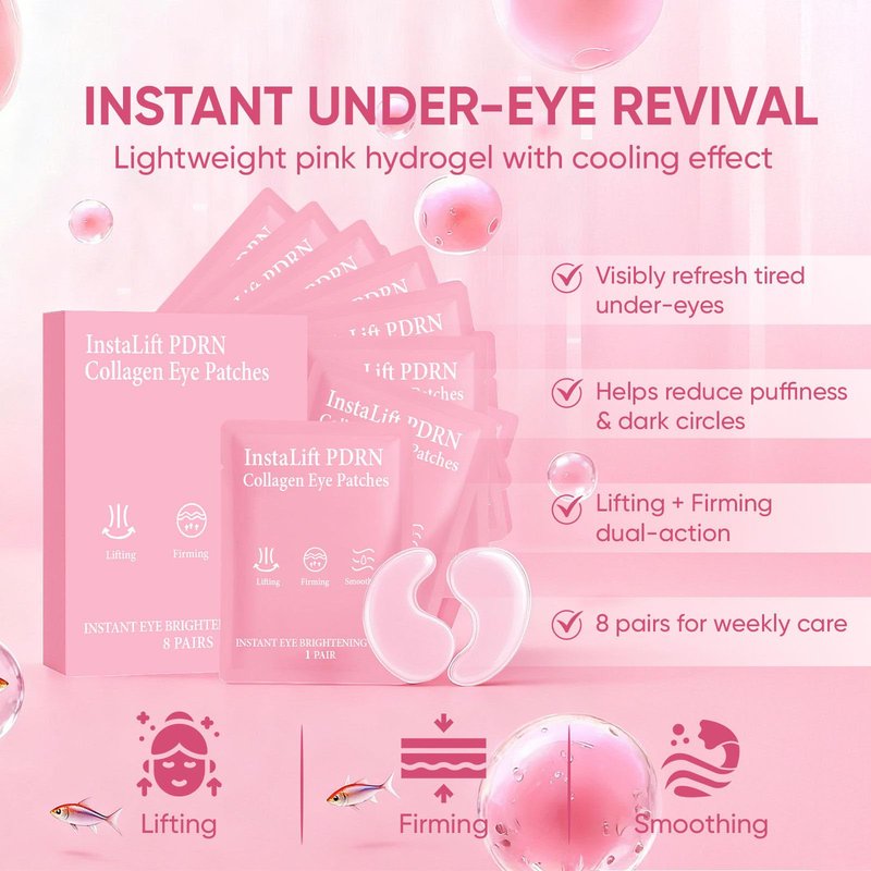 Jfsyb Instalift PDRN Collagen Eye Patches for Dark Circles & Puffiness, Hydrogel Under Eye Masks to Reduce Wrinkles & Undereye Bags for Women (1)