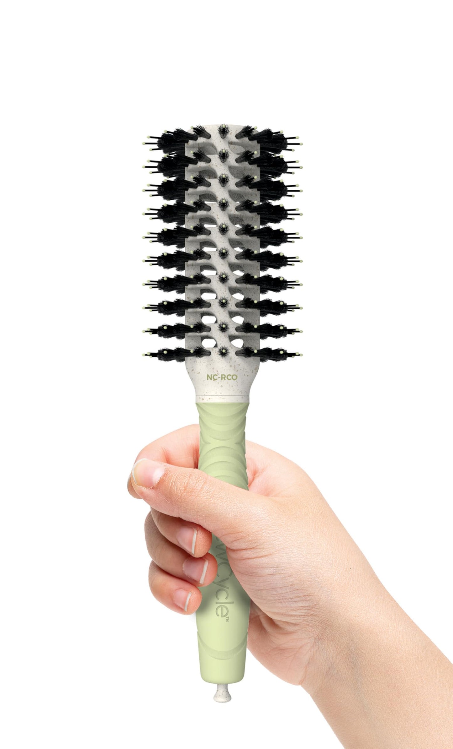 Olivia Garden NewCycle Round Vegan Boar and Ionic bristles Vented Hair Brush and made from 100% recycled material (except bristles)