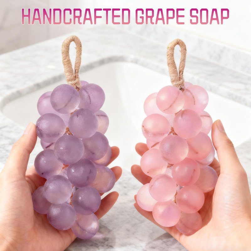 Grape Soap on a Rope, Handmade Decorative Soap, DIY Grape Cluster Shaped Bar for Fresh Air, Washing Hands, and Exquisite Home Decor Gift (Purple)