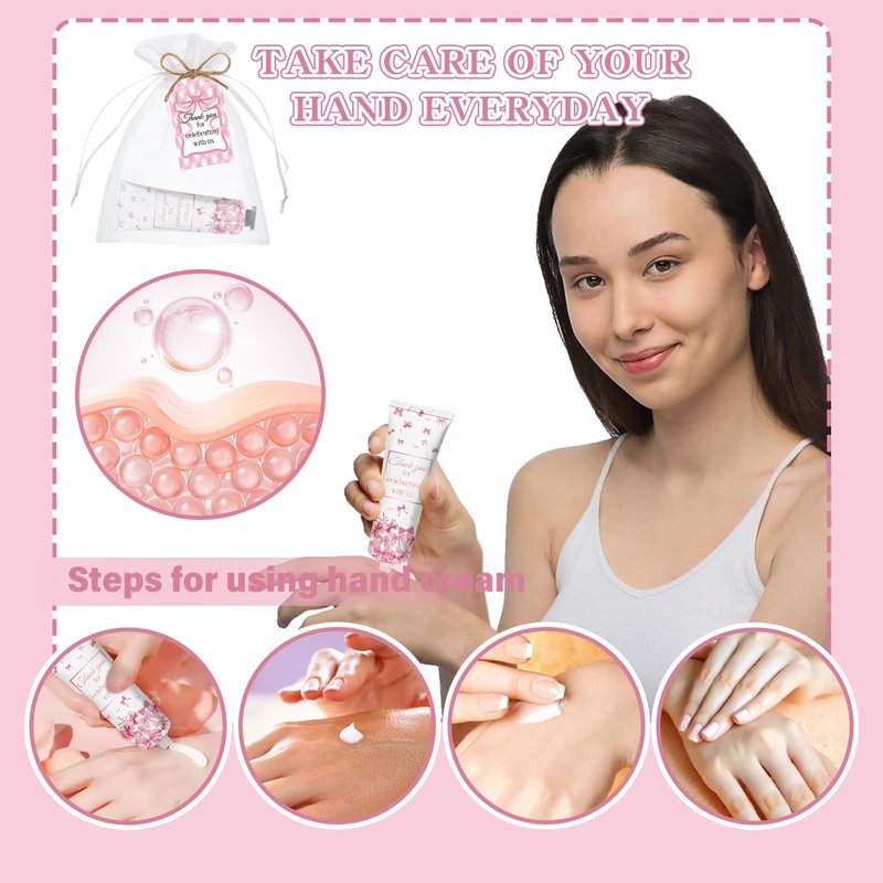 50 Sets Baby Shower Pink Bow Hand Cream Gifts Bulk for Women Girls Favors Guest Gifts, Bachelorette Mini Travel Hand Lotion for Wedding Bridal Engagement, Gender Reveal Party Stuffers