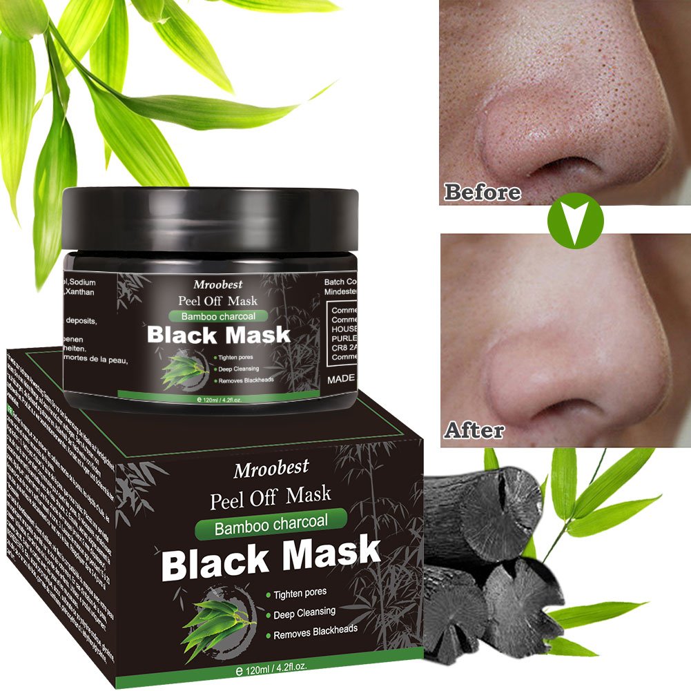Mroobest Blackhead Remover Mask for Face, Peel Off Face Mask, Charcoal Face Mask, Purifying and Deep Cleansing Skin, for All Skin Types, 120ml