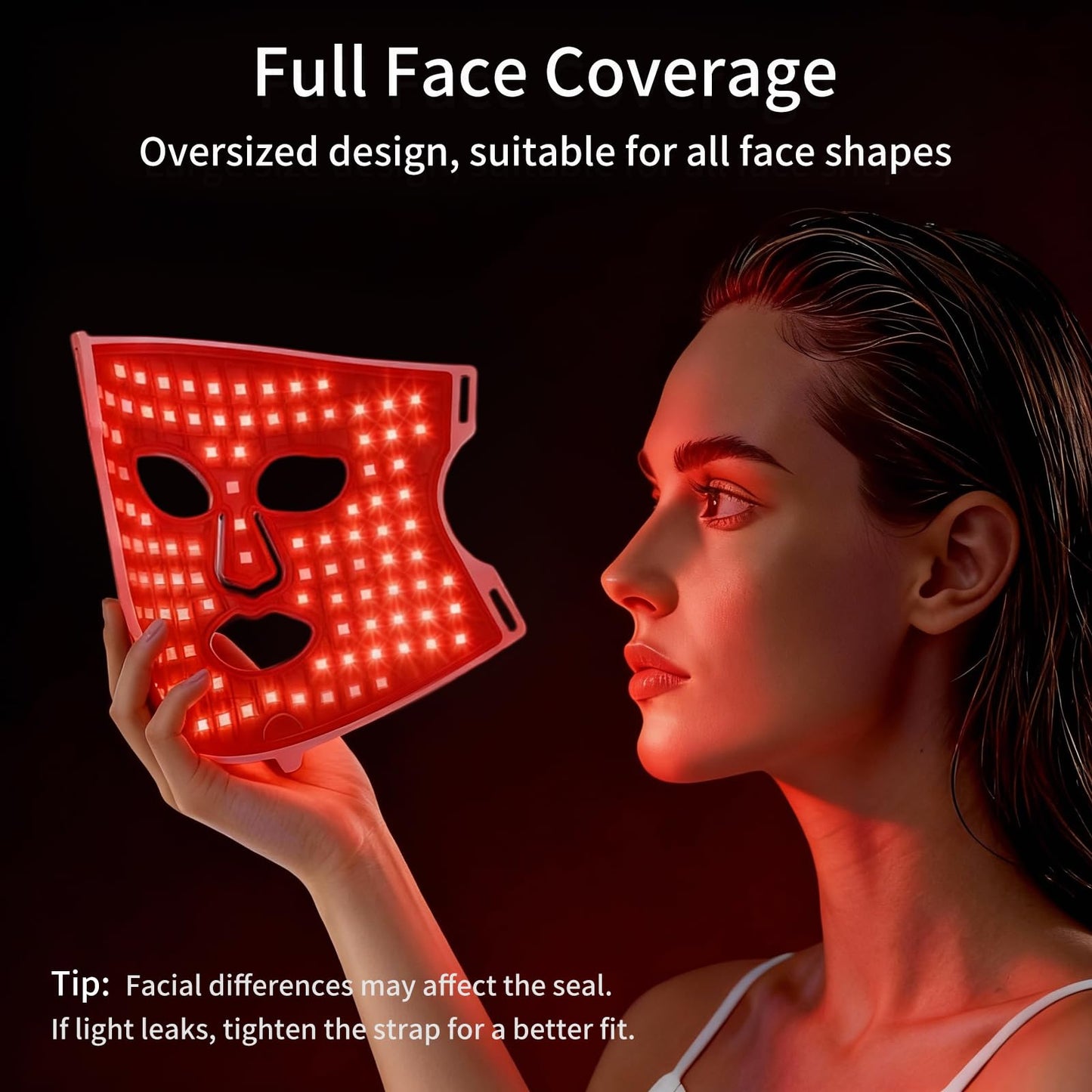 TOFEKIA FDA-Cleared Red Light Therapy Mask For face - 432 LEDs with 850nm NIR Light, 3 Light Therapy Modes for Anti-Aging, Wrinkles & Acne, Rechargeable LED mask for At-Home Use