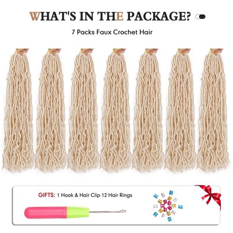 Blonde Faux Locs Crochet Hair 26 Inch Soft Locs Hair 7 Packs Goddess Locs Hair Extensions