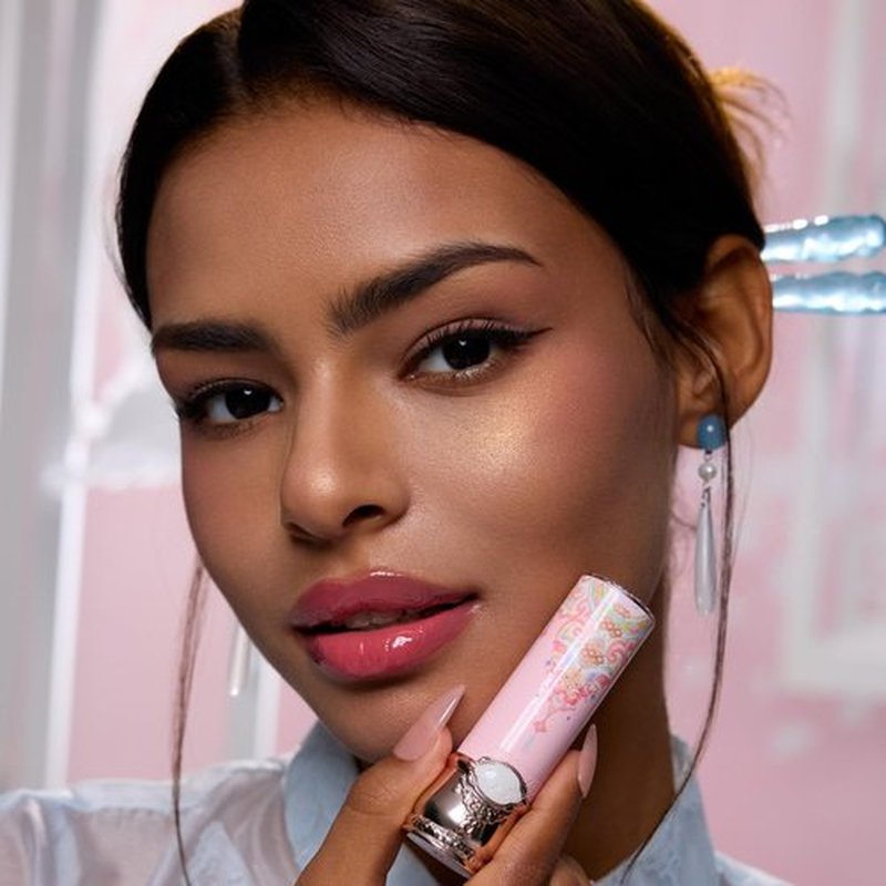 Flower Knows Butterfly Cloud Collar Glossy Lipstick-Moisturizing Tinted Lip Balm-Hydrating Lip Gloss in Balm-Long Lasting Lip Makeup for Girls&Women,Vegan & Cruelty-Free(C05 Peach Blossom,0.12 Ounce)