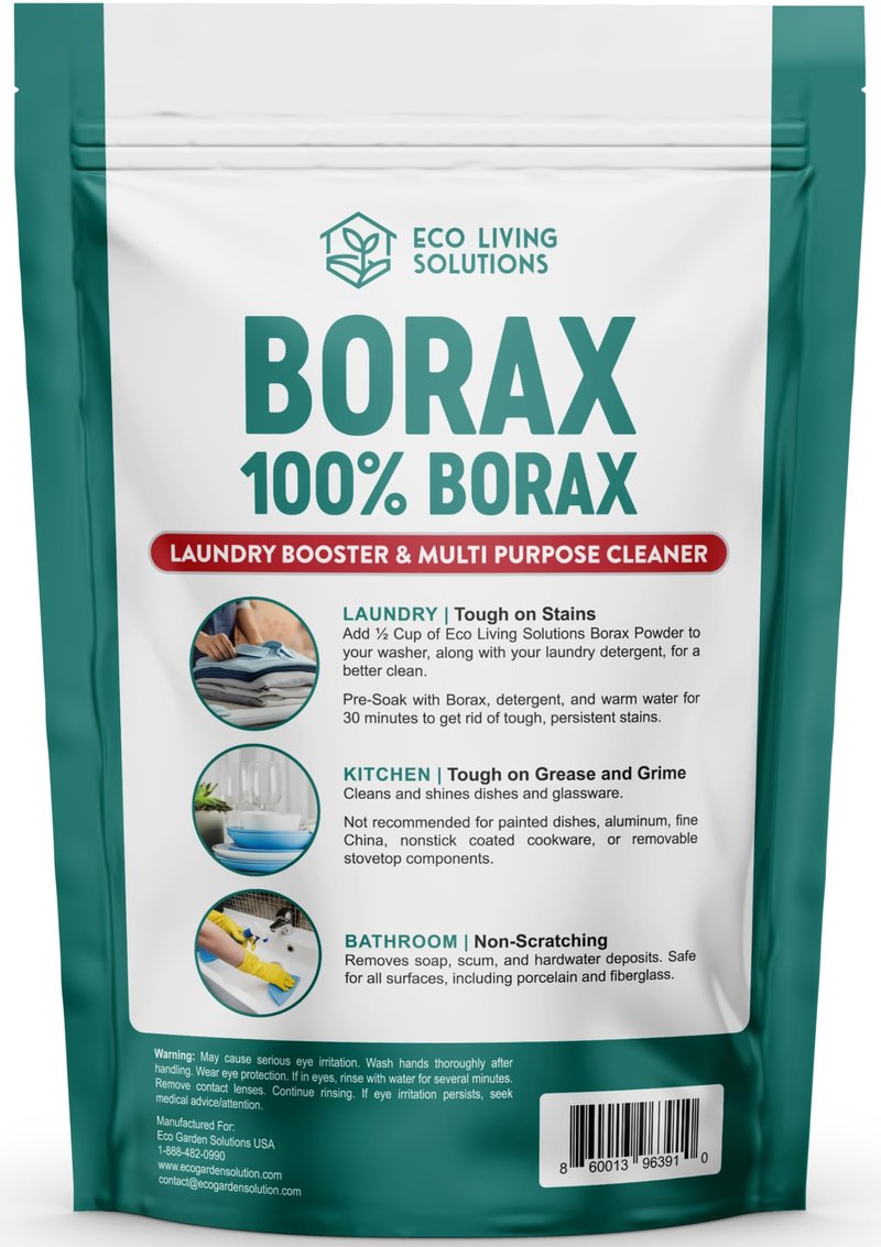 Eco Living Solutions - Borax Powder | Laundry Detergent Powder | Laundry Booster | Great Washing Machine Cleaner | Multi-Purpose Household Cleaner (12 oz)