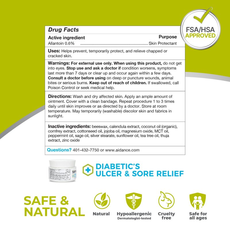 terrasil Foot Ulcer & Sore Relief, Natural Diabetic Foot Cream to Soothe & Moisturize Dry Cracked Skin & Diabetic Ulcers. Hypoallergenic – 3X Power (1.5oz)