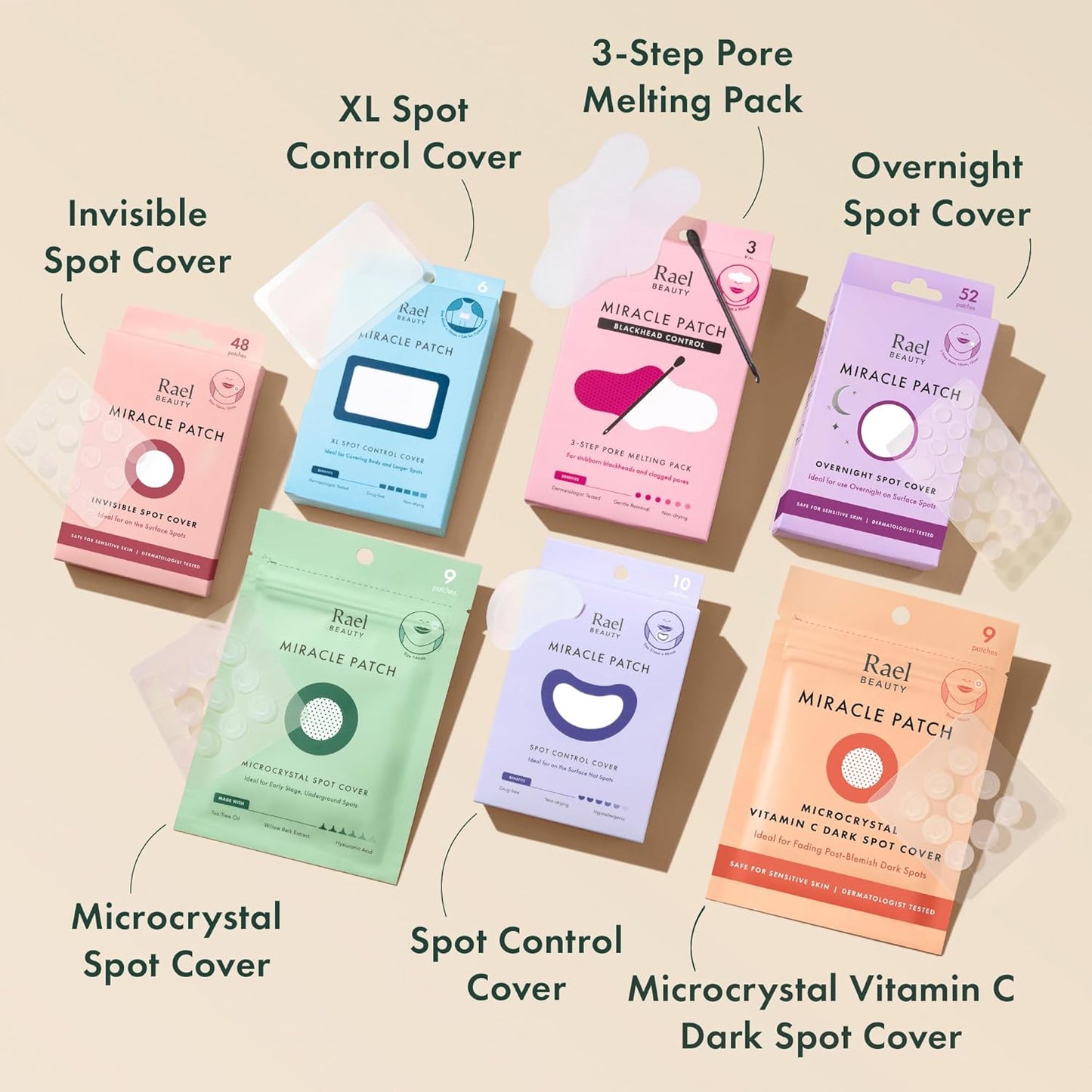 Rael Pimple Patches, Miracle Microcrystal Spot Cover - Hydrocolloid Acne Patch with Tea Tree Oil, Early Stage Zits and Blemish, Korean Skin Care, Vegan, Cruelty Free (27 Count)