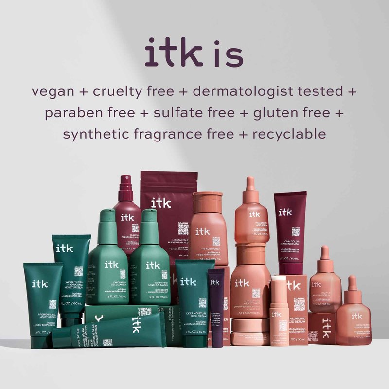 ITK Skincare Cleanser + Moisturizer Set - Milk-To-Foam Face Wash Cleanser + Weightless Hydrating Moisturizer for Smooth and Nourished Skin - Helps Remove Makeup + Hydrate Skin - Skincare Gift Set