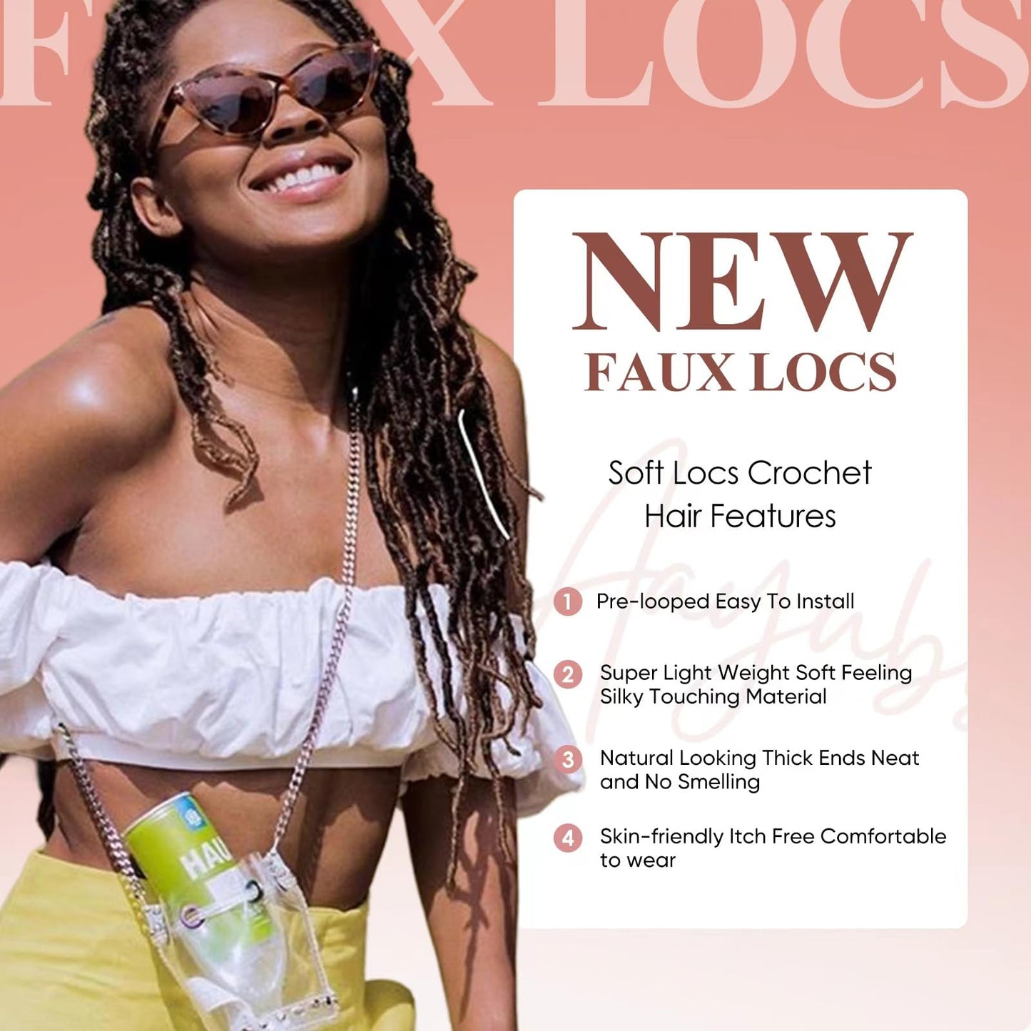 26 Inch Faux Locs Crochet Hair 7 Packs Soft Locs Crochet Hair Pre Looped Locs Hair Braids Goddess Locs Hair Ombre Brown Distressed New Locs for Women T30