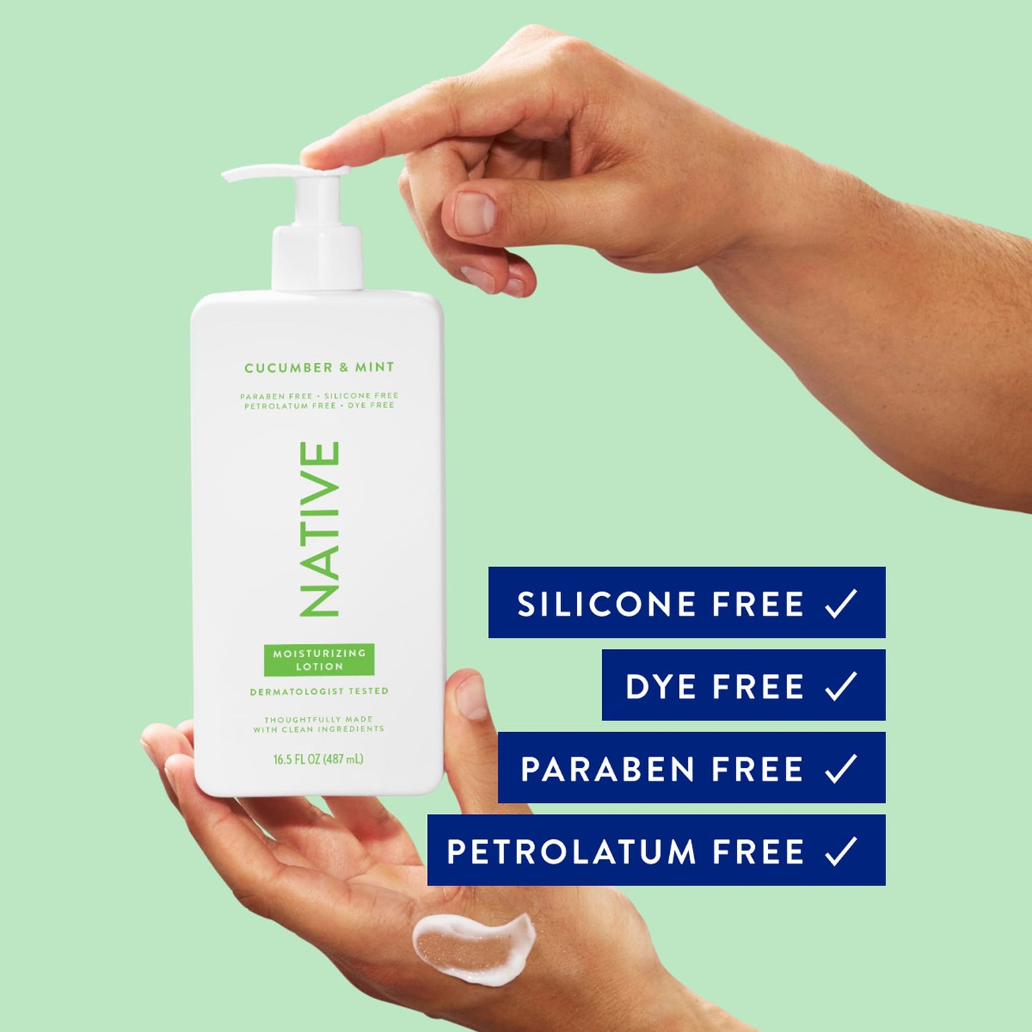 Native Body Lotion Contains Naturally Derived Plant-Based Moisturizers for Women and Men | Restores Dry Skin, Cucumber & Mint, 16.5 fl oz