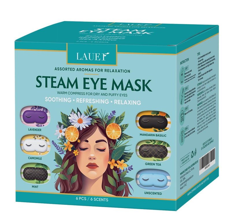 Heated Eye Steam Mask Dry Eyes Self Warm Compress Dark Circles Puffiness Set of Scent (Lavender, Chamomile, Green Tea, Mint, Mandarin Basilic, Unscented) Pack of 6 Masks for Women
