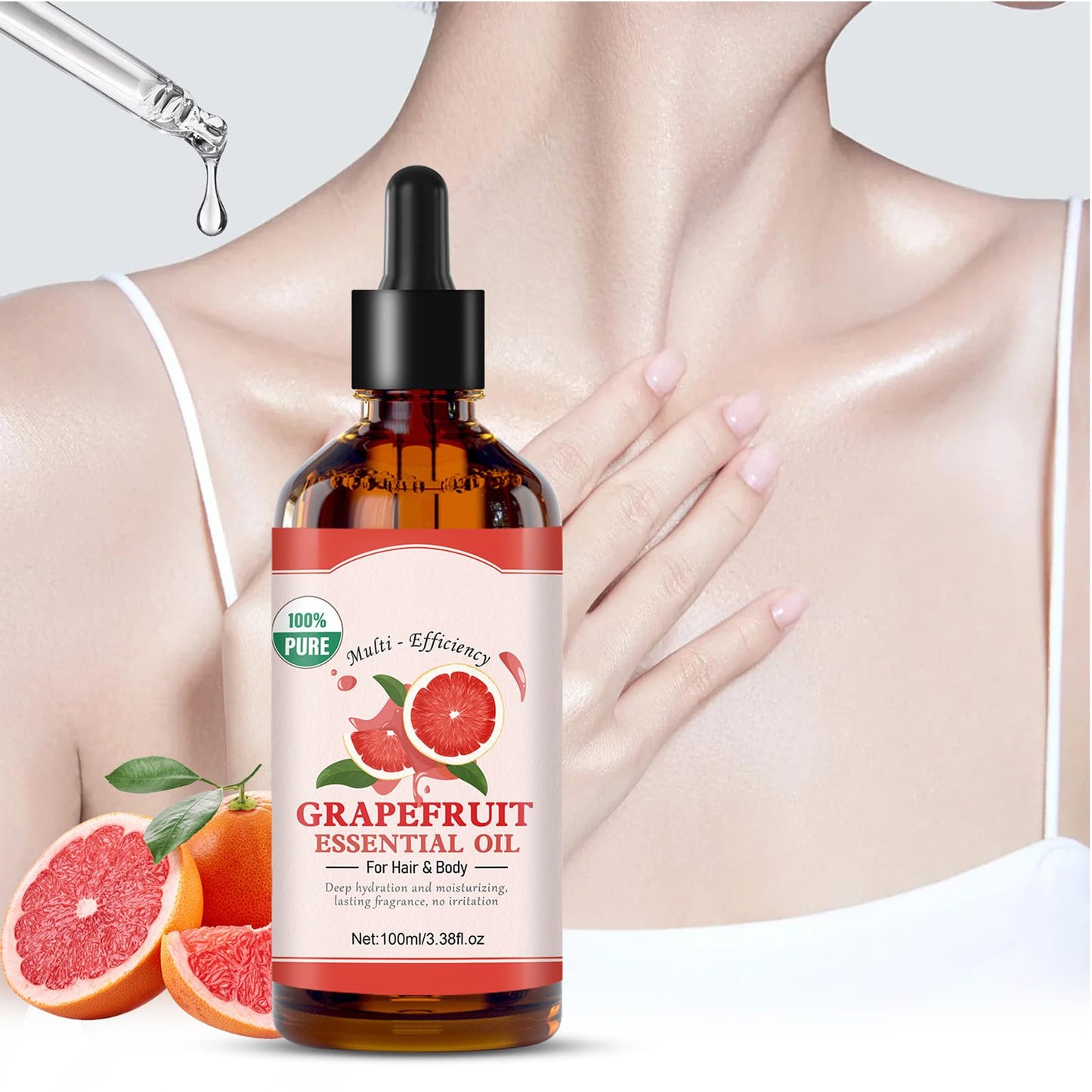 Grapefruit Essential Oil for Skin-Natural Grapefruit Oil for Hair Care,Face,Skin Care,Aromatherapy, Scalp and Body Massage and DIY Soap Making