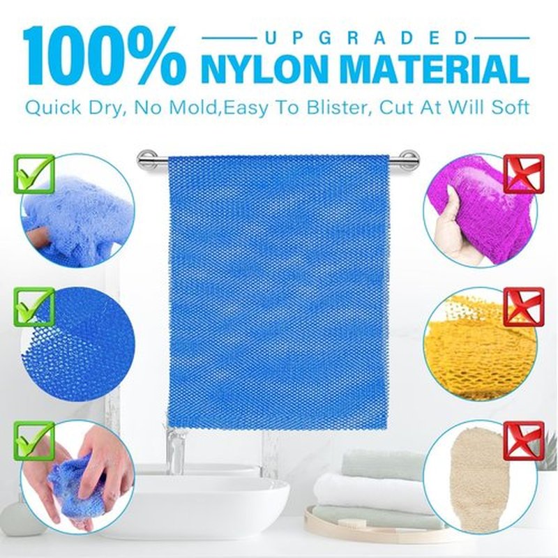 6 Pieces African Bath Sponge African Net Long Net Bath Sponge Exfoliating Shower Body Scrubber Back Scrubber Skin Smoother,Great for Daily Use (Purple, Gray, Blue, Black, Brown, Green)