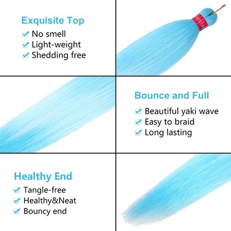 Upgraded Braiding Hair Extension Mix Tinsel, Pre Stretched Braiding Hair for Braiding Twist Braids Itch Free Hot Water Setting Yaki Straight Hair