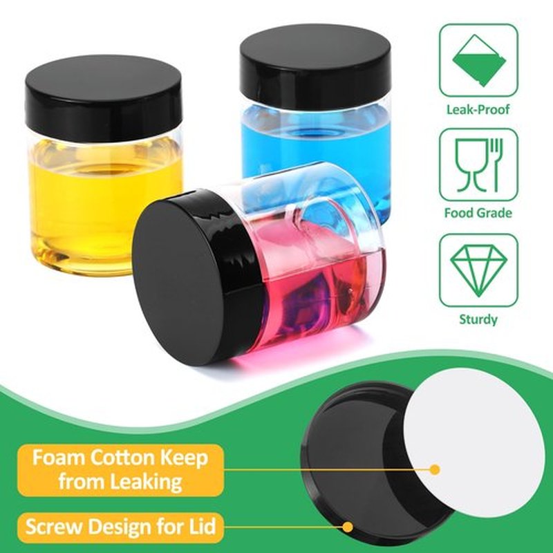 Eupako 48 Pack Plastic Jars with Lids 4 OZ - Empty Clear Cosmetics Containers with Pen and Labels, Round Small Plastic Jars with Screw On Lids for Slime, Makeup, Butter, Cream, Lotion, Pot, Dry Food