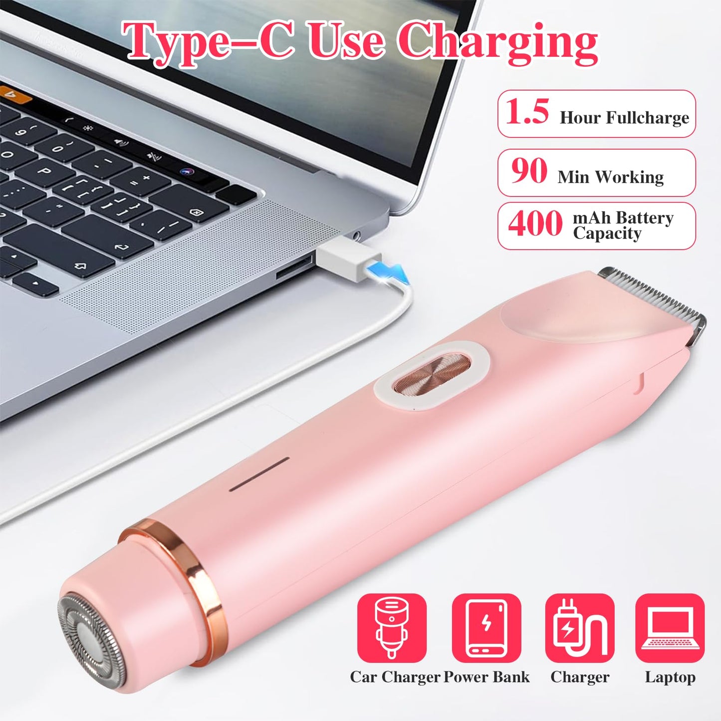 Glow Aura Womens Shaver, Bikini Trimmer for Women, Glow Aura Electric Razor, Comfort 2 in 1 Electric Lady Shaverr, Dual Head Groomer, Glowaura Womens Razor, GlowAura Bikini Shaver Body Grooming Tool