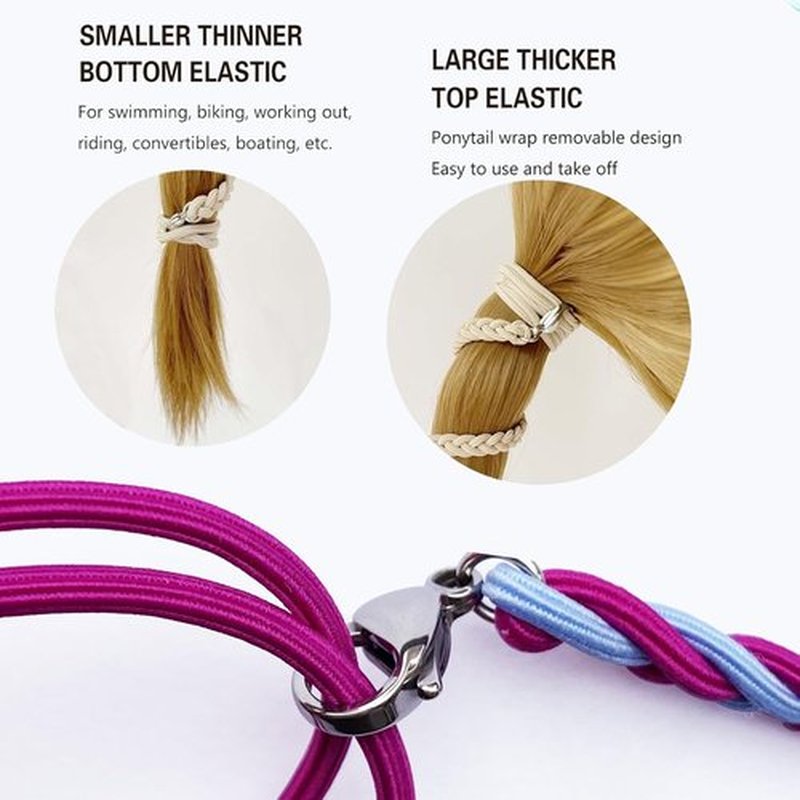 3PCS 25" Ponytail Holders Hair Ties for Sports, Elastic Ponytail Holders Hair Bands, Thick Hair Tie Scrunchies No Damage Long Strong Braided Pony tails Hair Ties, Spiral Long Pony Tail Wrap-003