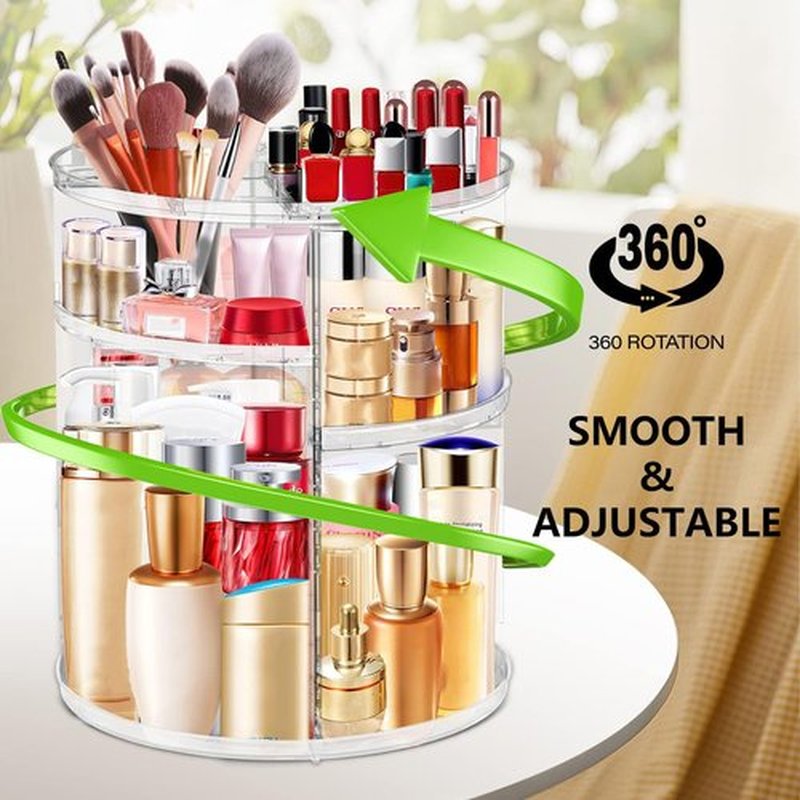 LeeWent 360 Rotating Makeup Organizer, Large Capacity Cosmetics Organizer for Perfume Holder Organizer Countertop DIY Spinning Makeup Organizer Fits Makeup Brushes Lipsticks Clear (Grey)