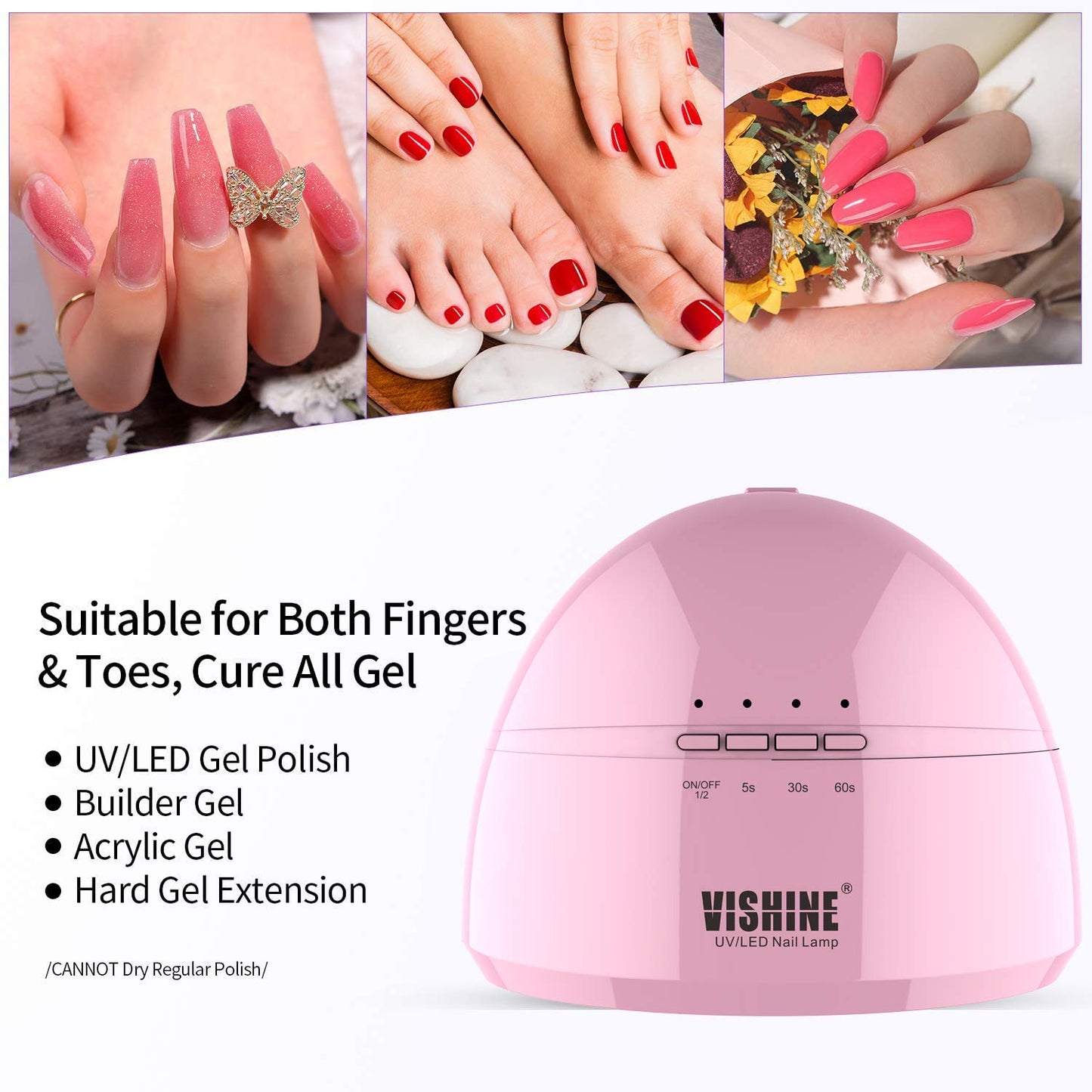 Vishine Poly Nail Extension Gel Kit - 8 Colors Nail Extension Gel Kit 48W LED UV Lamp Builder Gel for Nails Slip Solution Base Top Coat Rhinestone Nail Manicure Beginner Starter Kit #03
