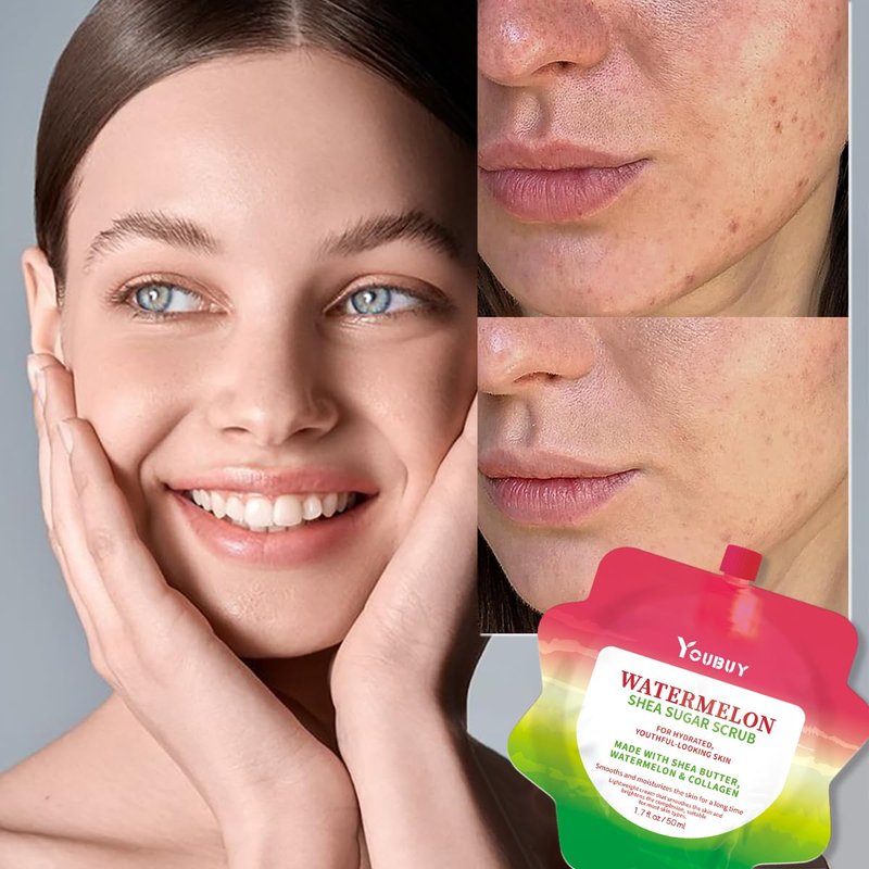 Watermelon Facial Scrub Cream,Watermelon Face Scrub,Daily Facial Scrub - Gently Exfoliates, Cleanses, Removes Dead Skin, Blackheads, Pores and Acne For all Skin Types