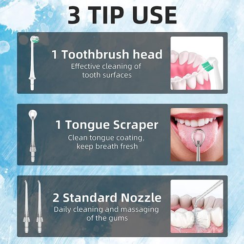 Water Flosser for Teeth Cleaning 4 Modes Rechargeable Oral Irrigator 4 Tips Powerful, (Black)