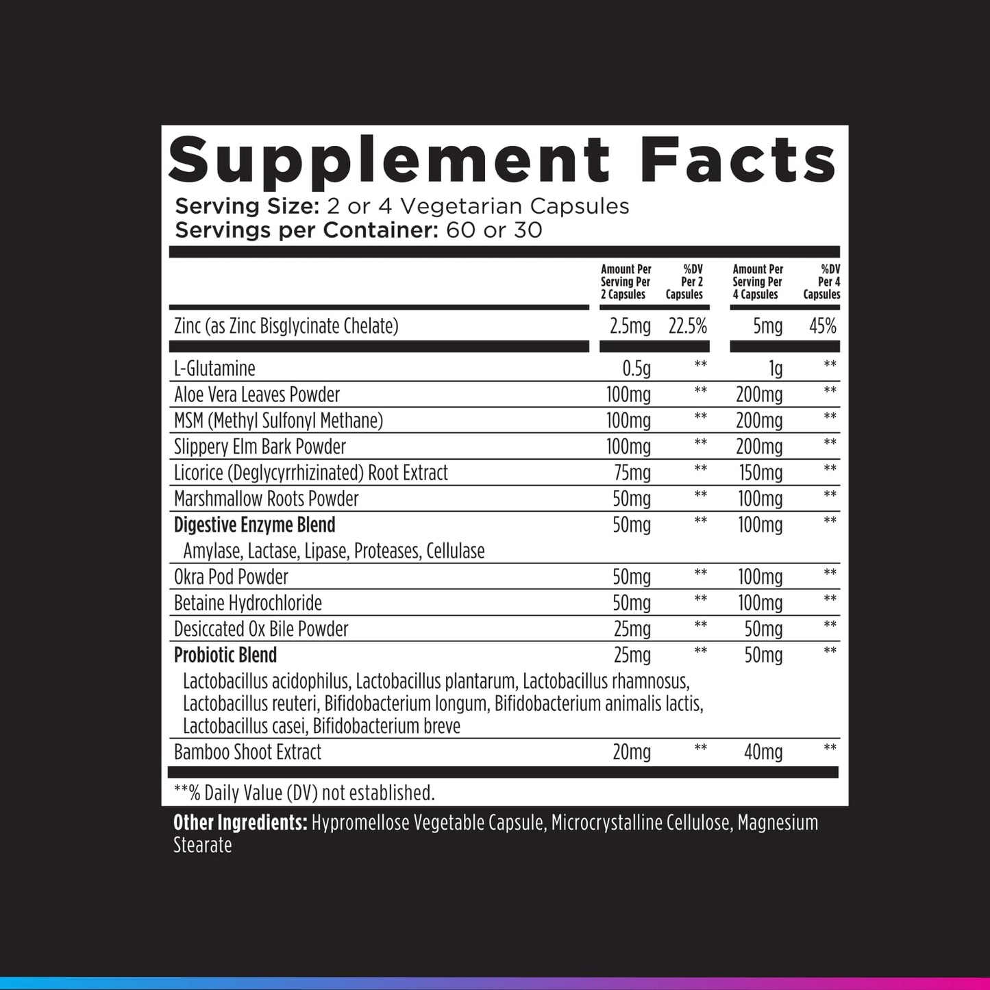 Livingood Daily Gut Health Supplements 120 Capsules -13in1 GI Support with L Glutamine and MSM, Digestive Enzymes, Aloe Vera, Probiotics for Women and Men, Gluten Free, Non GMO - Made in USA