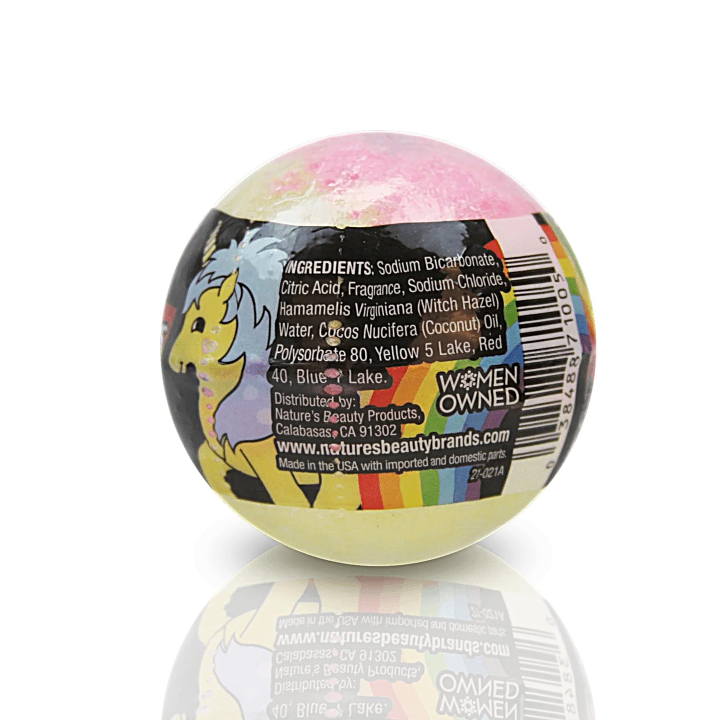 Nature's Beauty Unicorns & Rainbows, Pink Jasmine & Strawberry Scent Bath Bomb for Kids Multi-Pack - Natural, Non-Staining, Fun Bubbly Fizzy Spa Bomb, Made w/Coconut Oil + Witch Hazel, 5.5oz (4 Pack)