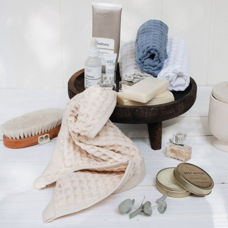 sea me at home Waffle Washcloth Set, 100% Cotton (4 Pcs Washcloth 13x13 inches, Mixed)