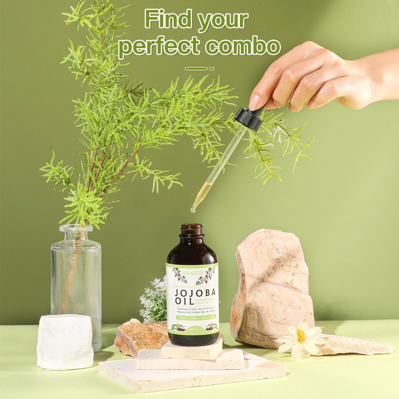 AIMSEIZE Jojoba Oil Organic (4oz), 100% Pure Stimulate Growth for Hair & Eyebrows, Moisturizing Massage Oil for Face, Hair, Skin & Nails
