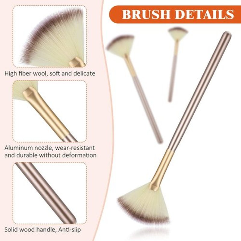 9 Pieces Facial Fan Mask Brushes, Soft Facial Applicator Brushes Tools for Peel Glycolic Makeup for Mud Cream (Champagne)