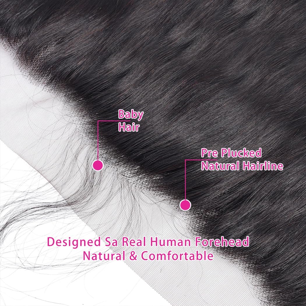 Sexycat Straight Human Hair 13x4 Lace Lace Frontal 180% Density Unprocessed Brazilian Straight Remy Virgin Hair Ear to Ear HD Lace Frontal Closure Natural Color 20 Inch