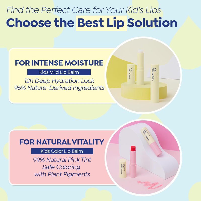 GOONGBE Kids' Moisture Lip Balm - Korean Kids Hydrating Lip Balm for Chapped and Cracked Lips - 12hr Moisturizing Non Oily Lip Care with Plant Oils and Shea Butter - Allergen Free Scent, 0.1 oz.
