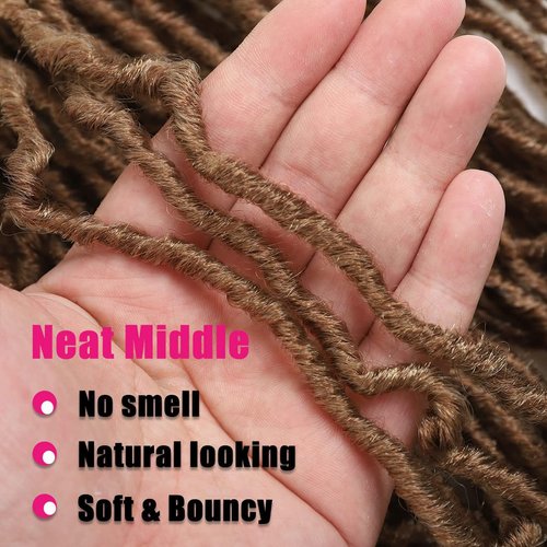 Soft Locs Crochet Hair 18Inch 6 Packs Faux Locs Crochet Hair Pre Looped Gold Brown Color Synthetic Hair Extension for Women(18Inch 6packs, 27#)
