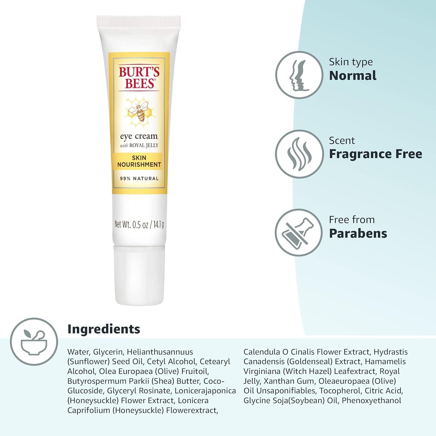Burt's Bees Skin Nourishment Eye Cream for Normal to Combination Skin, 0.5 Oz (Package May Vary)
