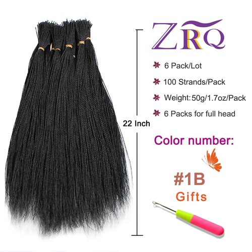 ZRQ Mini Senegalese Twist Crochet Hair For Black Women 22 Inch Long PreTwisted Crochet Hair 100 Strands Pre Looped Crochet Braids 6 Packs Crochet Twist Hair