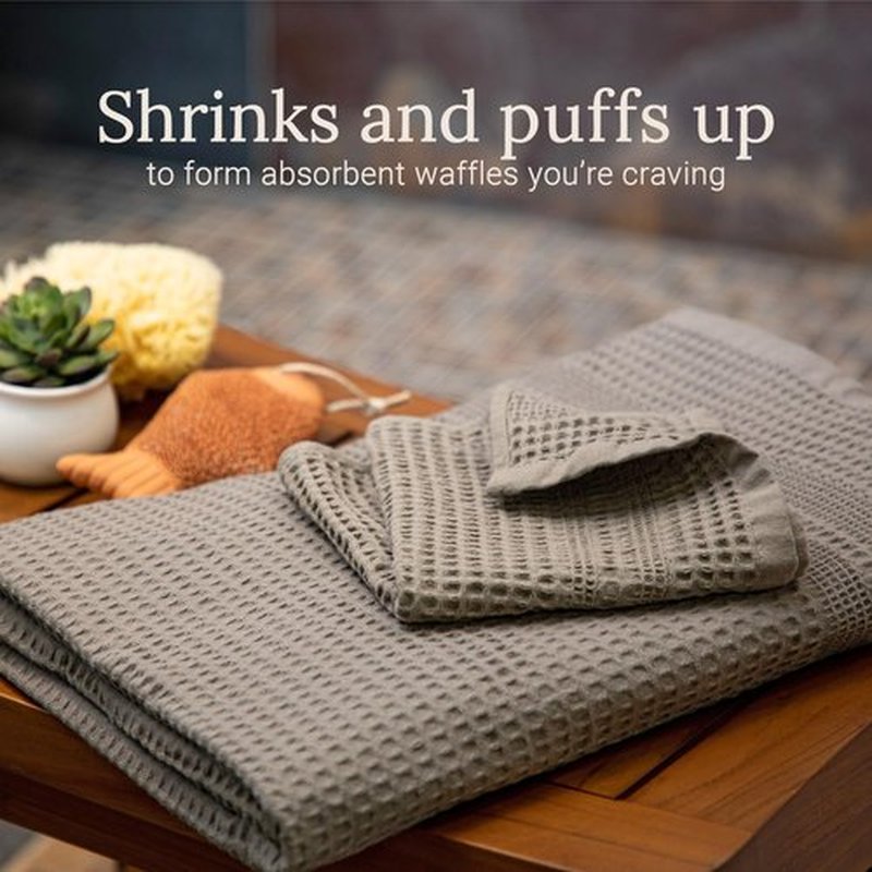 GILDEN TREE Waffle Towel Quick Dry Thin Exfoliating, 4 Pack Washcloths for Face Body, Classic Style (Stone)