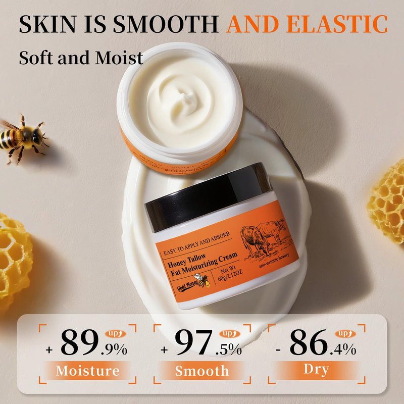 Balasoma Beef Tallow for Skin - Tallow and Honey Balm for Face Body - Contains Natural Plant Ingredients - Deep Moisturizing and Nourishing with Anti-aging Effects
