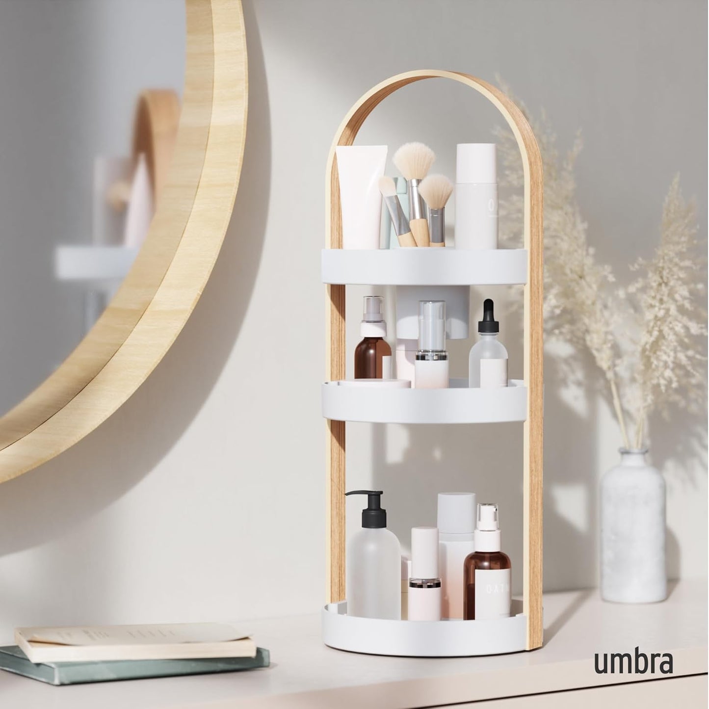 Umbra Bellwood Cosmetic Organizer, (50.2x19.5x19.3cm), White/Natural