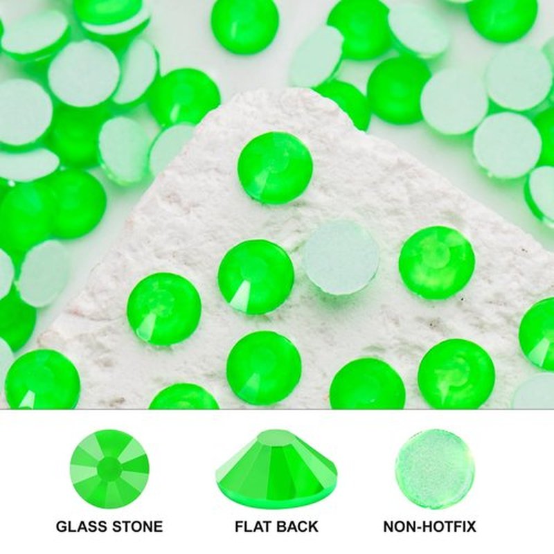Novani 3000 Pieces Flatback Rhinestones Glass Round Gems Neon-Green Crystals for Nail Art DIY Crafts Clothes Shoes,SS6,1.9-2.0mm