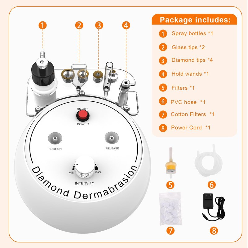 Diamond Microdermabrasion Machine,Mcwdoit 3 in 1 Dermabrasion Facial Machine for Exfoliation & Blackhead Removal,Home Spa Use Facial Skin Care Device