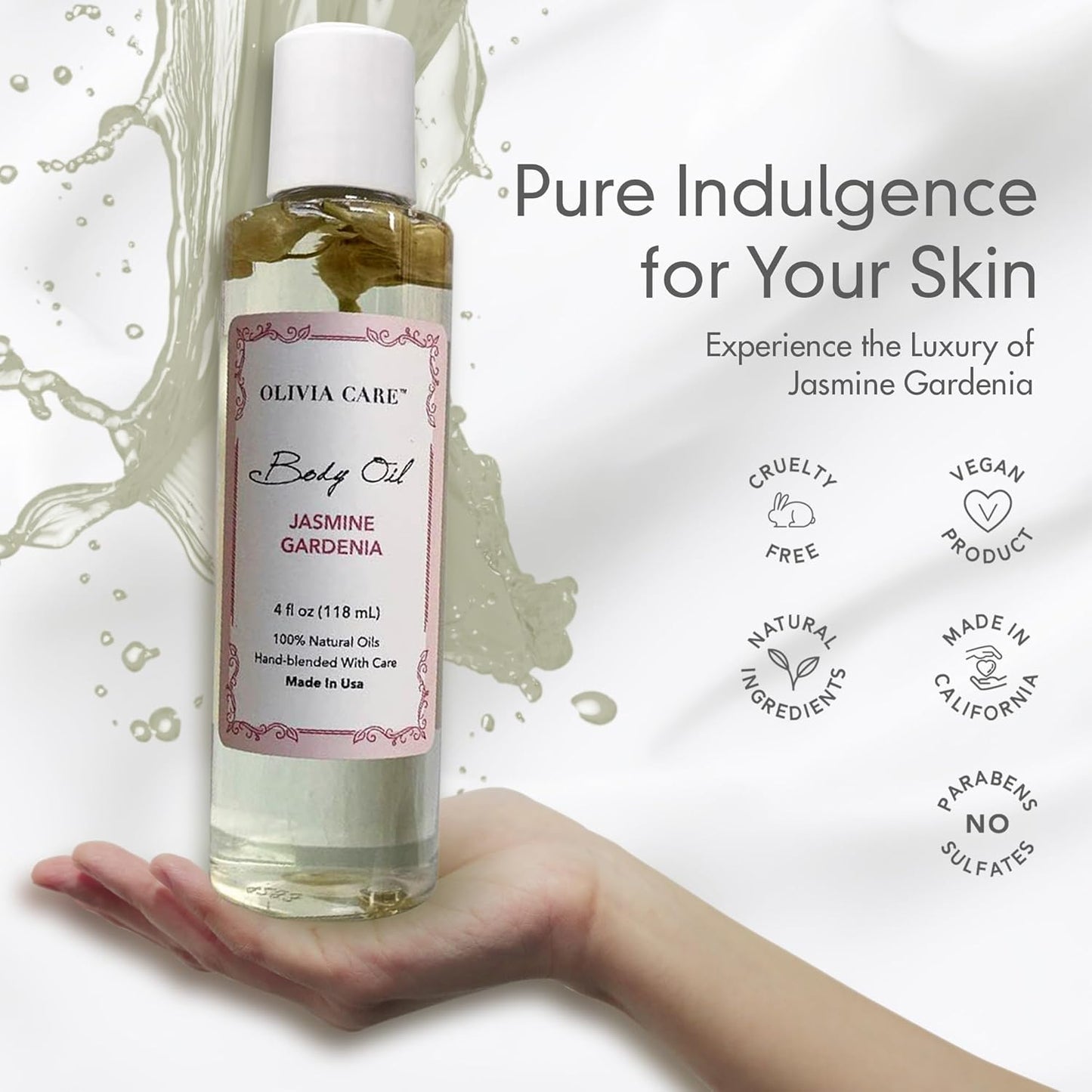 Olivia Care 3 Pack Body Oils: Apricot Fig, French Rose, Jasmine Gardenia - Natural Perfume Oils For Women & After Bath Oils Body Moisturizers, Rich in Vitamin E, K, & Omega (3 Scents)
