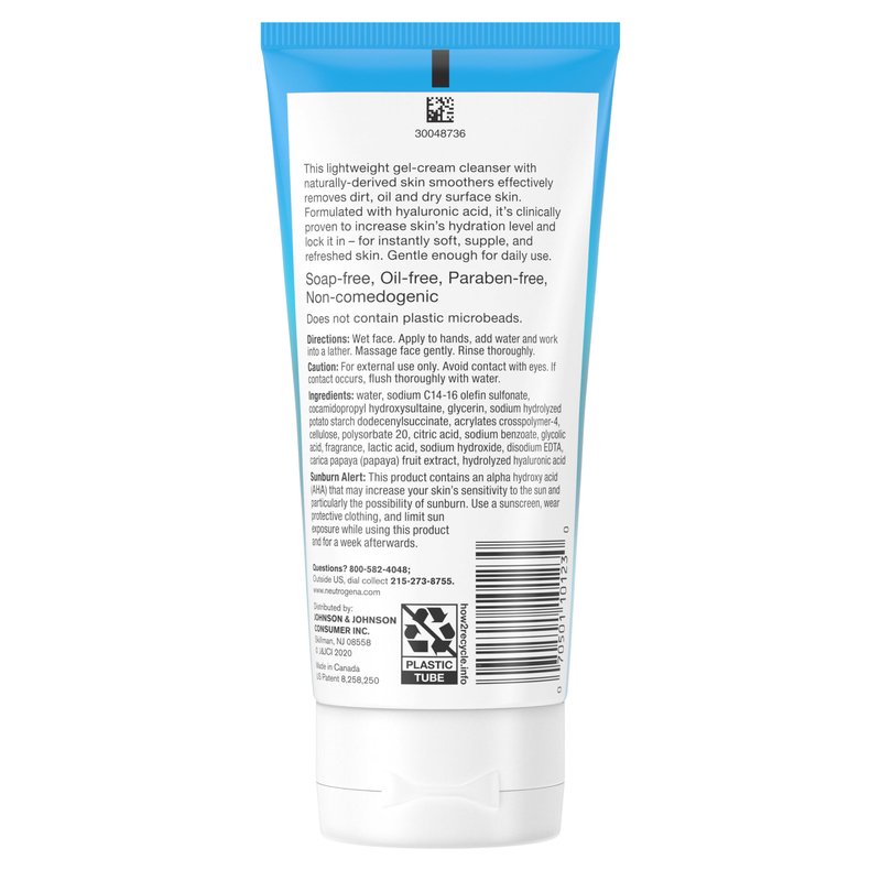 Neutrogena Hydro Boost Gentle Exfoliating Daily Facial Cleanser with Hyaluronic Acid, Clinically Proven to Increase Skin's Hydration Level, Non-Comedogenic Oil-, Soap- & Paraben-Free, 5 Oz, 3 Pack