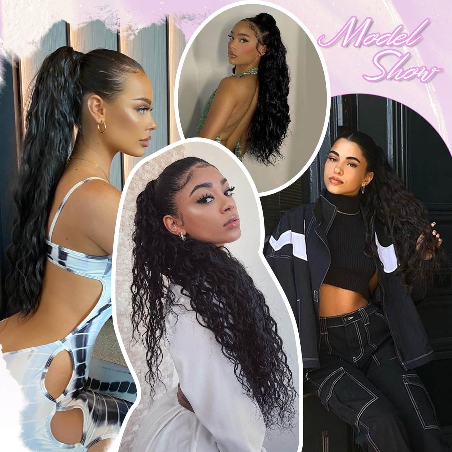 Marjorie Ponytail Extension 30 Inch Long Medium Brown Curly Claw Pony Tails Hair Extensions Fluffy Natural Looking Curly Wavy Ponytail Multi-layered Design Wavy Synthetic Hairpiece for Daily Use